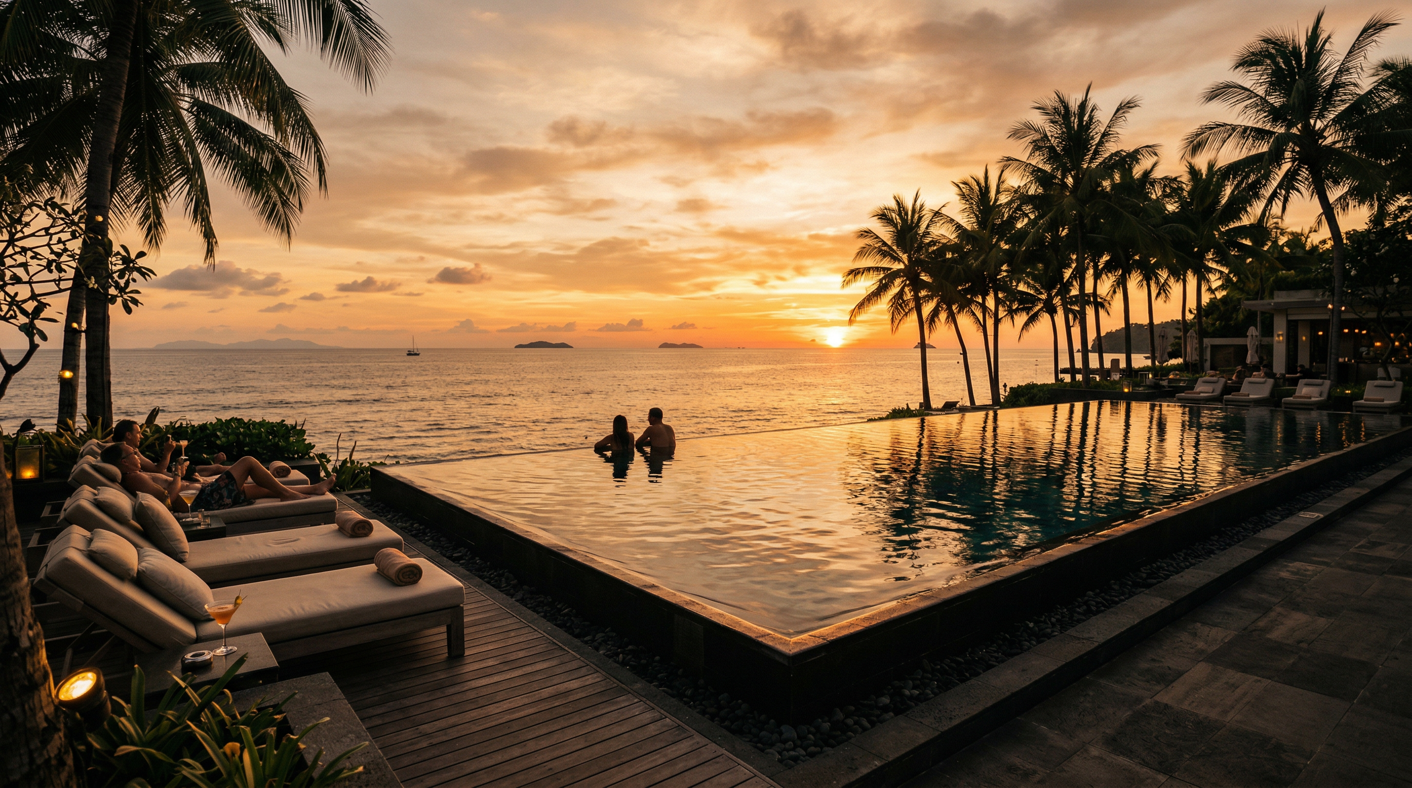 Travel destination landscape at golden hour
